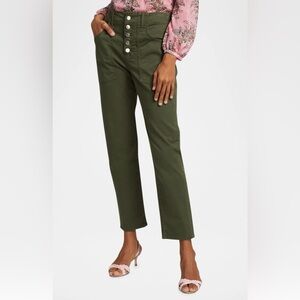 Veronica Beard ARYA Straight High-Rise Army Green Jeans Button Fly Size 27